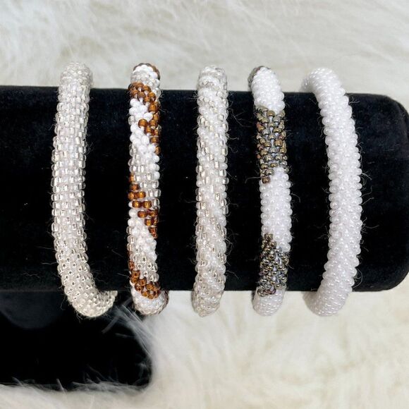 HAND CRAFTED in Nepal Beaded Bracelets (set of 5) WGB1 - Picture 1 of 4